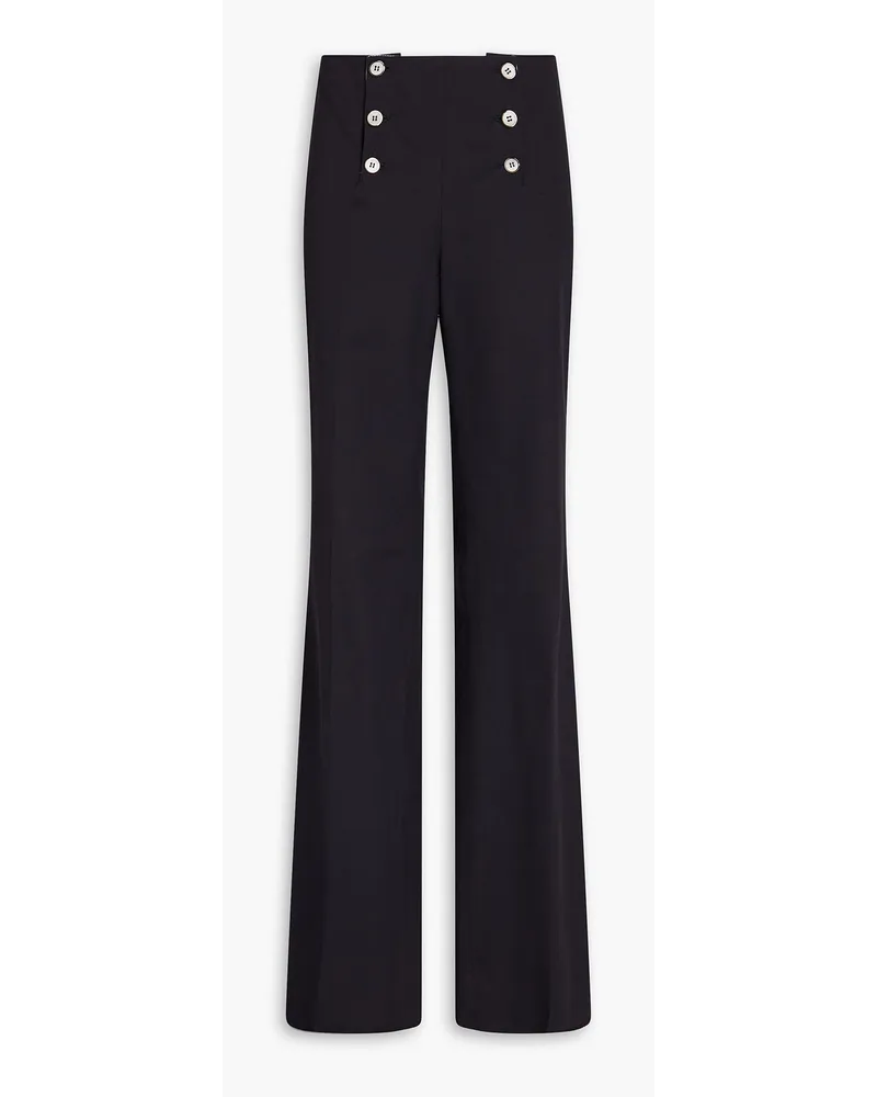 Giuliva Heritage Collection Sailor button-detailed linen-blend twill bootcut pants - Blue Blue