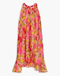 Badgley Mischka Embellished printed organza dress - Pink Pink