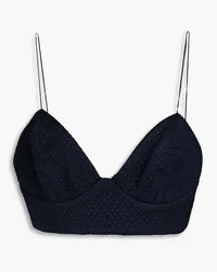 Adam Lippes Matelassé wool-blend bra top - Blue Blue