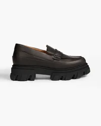 Ganni Coated leather loafers - Black Black