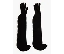 Ribbed wool-blend gloves - Black