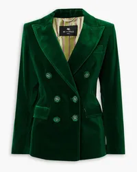 Etro Double-breasted cotton-blend velvet blazer - Green Green