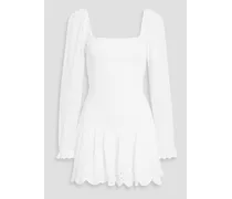 Jayce shirred broderie anglaise mini dress - White