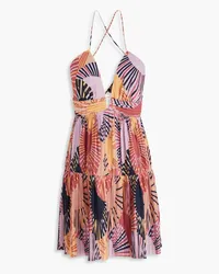 ba&sh Printed crepe de chine mini dress - Pink Pink