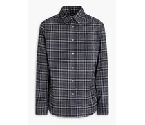 Checked cotton-twill shirt - Gray