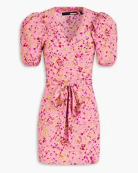 ROTATE Birger Christensen Floral-print jacquard mini wrap dress - Pink Pink