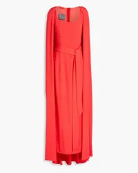 Monique Lhuillier Cape-effect belted crepe gown - Red Red