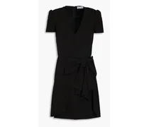 Bow-detailed layered crepe mini dress - Black