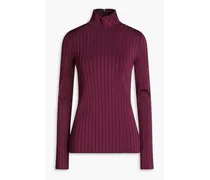 Ribbed-knit turtleneck sweater - Purple