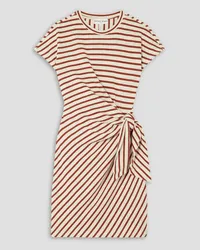 APIECE APART Nina gathered knotted striped cotton mini dress - White White