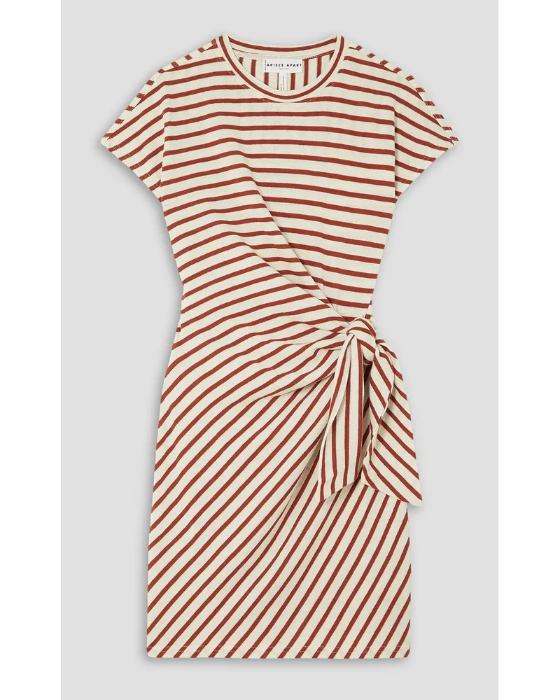 APIECE APART Nina gathered knotted striped cotton mini dress - White White