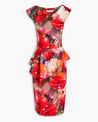 Chiara Boni Tini wrap-effect tiered printed scuba dress - Red Red