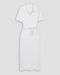 Barbara Casasola Paulina belted ribbed cotton and silk-blend midi shirt dress - White White