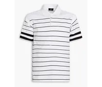 Striped cotton-jersey polo shirt - Black