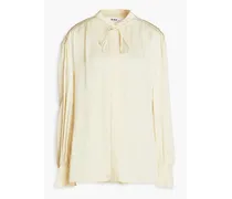 Brook tie-detailed hammered satin-crepe blouse - Neutral