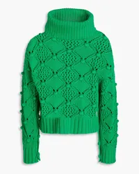 Autumn Cashmere Embellished pointelle-knit cashmere sweater - Green Green