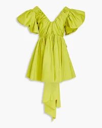 Aje. Gretta bow-detailed cotton-poplin mini dress - Green Green