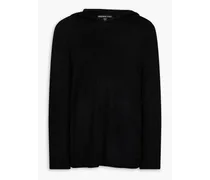 Linen-blend hooded sweater - Black