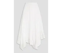 Broderie anglaise-paneled mousseline midi skirt - White