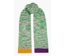 Space-dyed crochet-knit cotton scarf - Green - OneSize