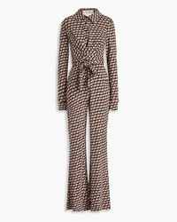 Diane von Furstenberg Michelle wrap-effect printed jersey jumpsuit - Brown Brown