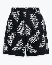 Oscar de la Renta Printed cotton-macramé shorts - Black Black