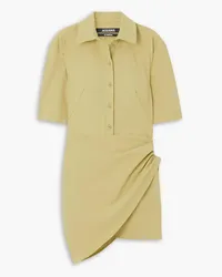 Jacquemus Cutout draped stretch-twill mini shirt dress - Green Green