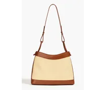 Vosges leather and raffia shoulder bag - Brown