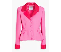 Vinyl-trimmed crepe peplum jacket - Pink