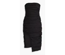 Strapless ruched cotton dress - Black