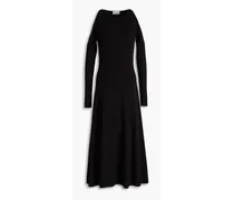 Cutout ribbed-knit midi dress - Black