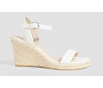 Teddi leather espadrille wedge sandals - White