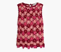 Alice Olivia - Reva crocheted cotton top - Pink