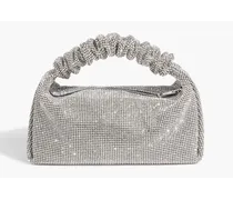 Scrunchie crystal-embellished woven tote - Metallic