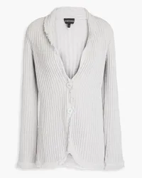 Emporio Armani Fringed ribbed-knit cardigan - Gray Gray