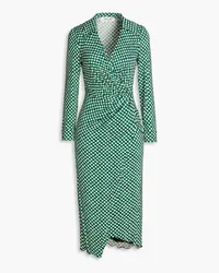 Diane von Furstenberg Palmira wrap-effect printed jersey midi dress - Green Green