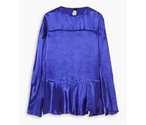Ruffled cupro-satin blouse - Blue