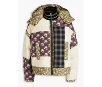 Patchwork-effect quilted cotton-canvas hooded jacket - White