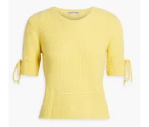Pointelle-knit cashmere sweater - Yellow