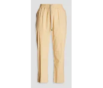 Cropped cotton-poplin tapered pants - Neutral