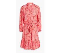 Tangier paisley-print mousseline mini shirt dress - Red