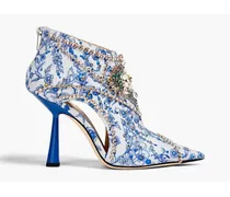 Kendrix 100 embellished printed ottoman ankle boots - Blue