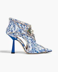 Jimmy Choo Kendrix 100 embellished printed ottoman ankle boots - Blue Blue