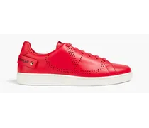 Laser-cut leather sneakers - Red