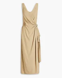 Alberta Ferretti Wrap-effect draped crepe midi dress - Neutral Neutral