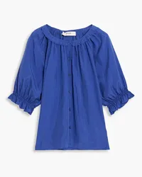 Joie Moneta gathered washed-silk blouse - Blue Blue