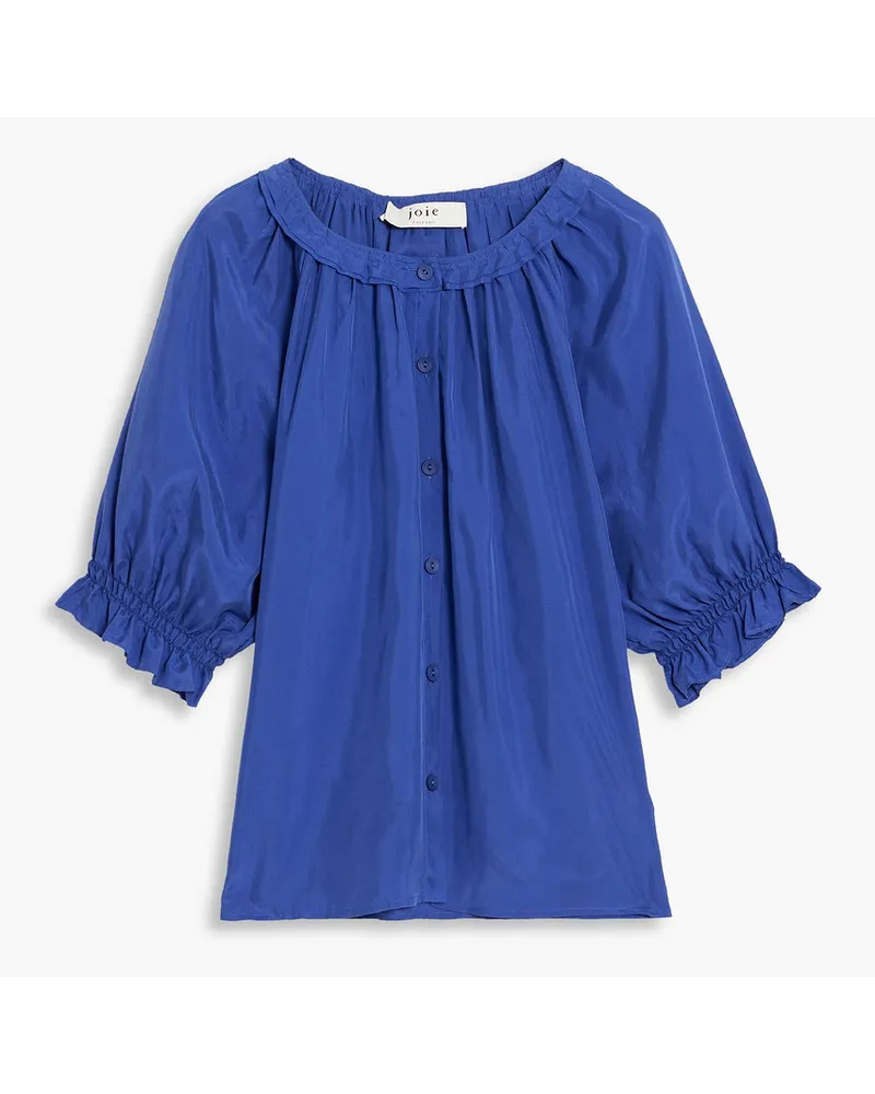 Joie Moneta gathered washed-silk blouse - Blue Blue