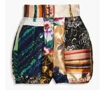Patchwork-effect metallic jacquard shorts - Multicolor