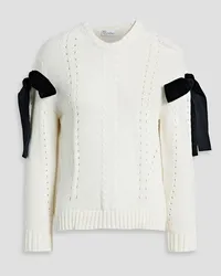 RED Valentino Bow-detailed pointelle-knit sweater - White White