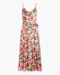 Alice + Olivia Alice Olivia - Samantha draped floral-print satin midi dress - Pink Pink